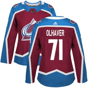 Authentic Adidas Women's Gustav Olhaver Colorado Avalanche Burgundy Home Jersey -