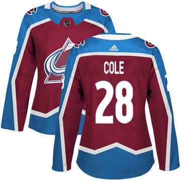 Authentic Adidas Women's Ian Cole Colorado Avalanche Burgundy Home Jersey -