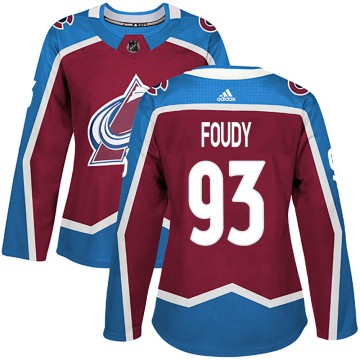Authentic Adidas Women's Jean-Luc Foudy Colorado Avalanche Burgundy Home Jersey -