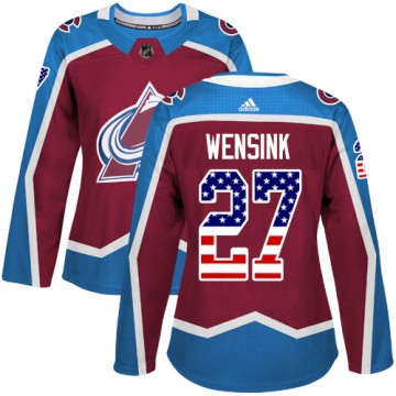 Authentic Adidas Women's John Wensink Colorado Avalanche Burgundy USA Flag Fashion Jersey - Red
