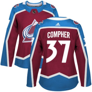 Authentic Adidas Women's J.t. Compher Colorado Avalanche J.T. Compher Burgundy Home Jersey - Red