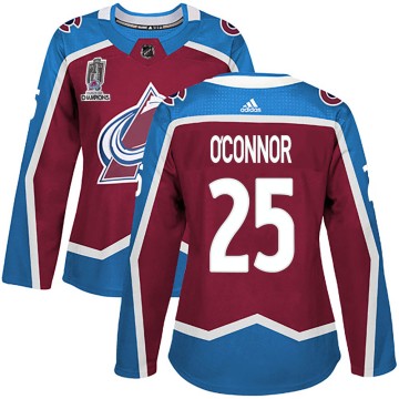 Authentic Adidas Women's Logan O'Connor Colorado Avalanche Burgundy Home 2022 Stanley Cup Champions Jersey -