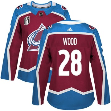 Authentic Adidas Women's Miles Wood Colorado Avalanche Burgundy Home 2022 Stanley Cup Final Patch Jersey -