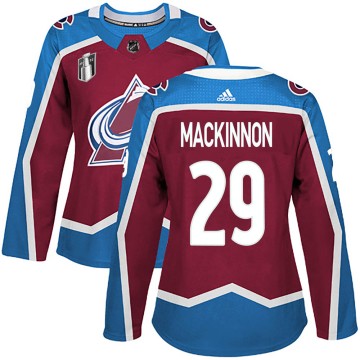 Authentic Adidas Women's Nathan MacKinnon Colorado Avalanche Burgundy Home 2022 Stanley Cup Final Patch Jersey -