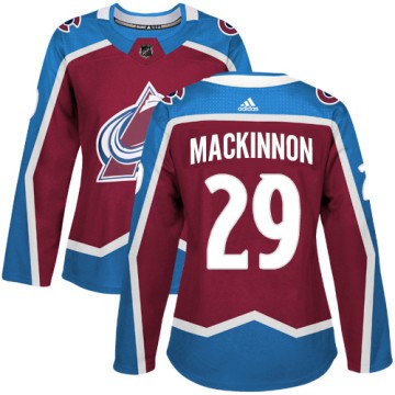 Authentic Adidas Women's Nathan MacKinnon Colorado Avalanche Burgundy Home Jersey - Red