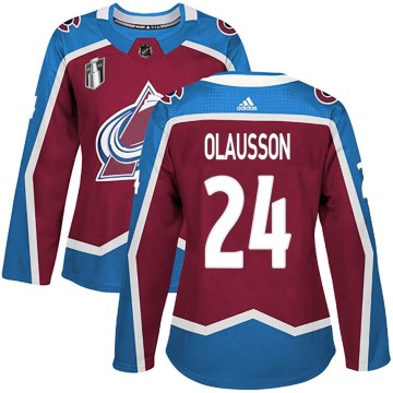 Authentic Adidas Women's Oskar Olausson Colorado Avalanche Burgundy Home 2022 Stanley Cup Final Patch Jersey -