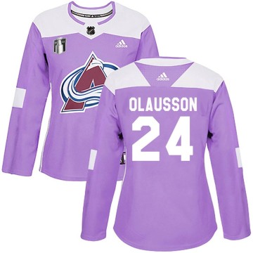 Authentic Adidas Women's Oskar Olausson Colorado Avalanche Fights Cancer Practice 2022 Stanley Cup Final Patch Jersey - Purple