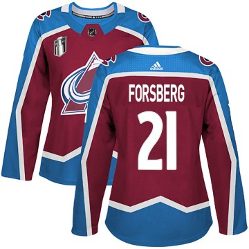 Authentic Adidas Women's Peter Forsberg Colorado Avalanche Burgundy Home 2022 Stanley Cup Final Patch Jersey -