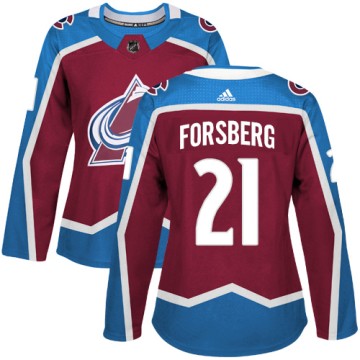 Authentic Adidas Women's Peter Forsberg Colorado Avalanche Burgundy Home Jersey - Red