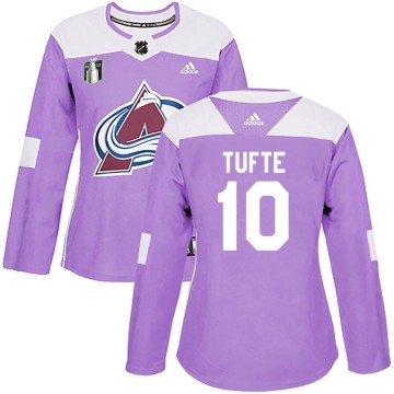Authentic Adidas Women's Riley Tufte Colorado Avalanche Fights Cancer Practice 2022 Stanley Cup Final Patch Jersey - Purple