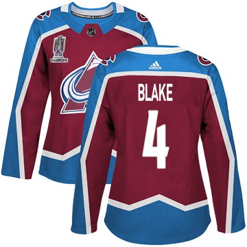 Authentic Adidas Women's Rob Blake Colorado Avalanche Burgundy Home 2022 Stanley Cup Champions Jersey -