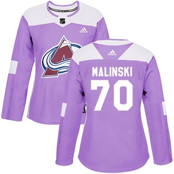 Authentic Adidas Women's Sam Malinski Colorado Avalanche Fights Cancer Practice Jersey - Purple