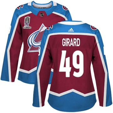 Authentic Adidas Women's Samuel Girard Colorado Avalanche Burgundy Home 2022 Stanley Cup Champions Jersey -