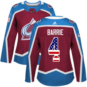 Authentic Adidas Women's Tyson Barrie Colorado Avalanche Burgundy USA Flag Fashion Jersey - Red