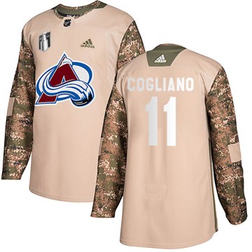 Authentic Adidas Youth Andrew Cogliano Colorado Avalanche Veterans Day Practice 2022 Stanley Cup Final Patch Jersey - Camo