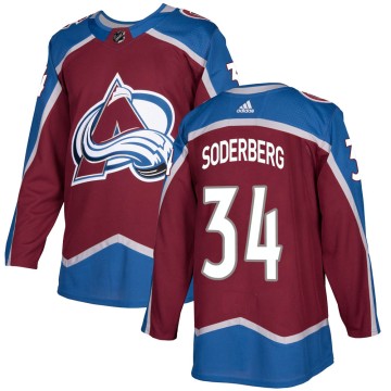Authentic Adidas Youth Carl Soderberg Colorado Avalanche Burgundy Home Jersey -