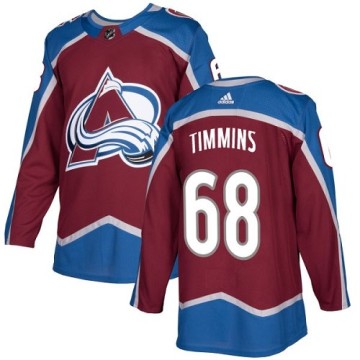 Authentic Adidas Youth Conor Timmins Colorado Avalanche Burgundy Home Jersey - Red
