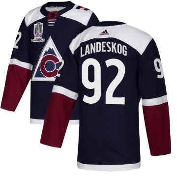 Authentic Adidas Youth Gabriel Landeskog Colorado Avalanche Alternate 2022 Stanley Cup Champions Jersey - Navy