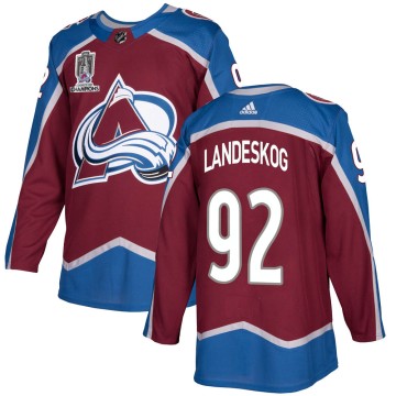 Authentic Adidas Youth Gabriel Landeskog Colorado Avalanche Burgundy Home 2022 Stanley Cup Champions Jersey -