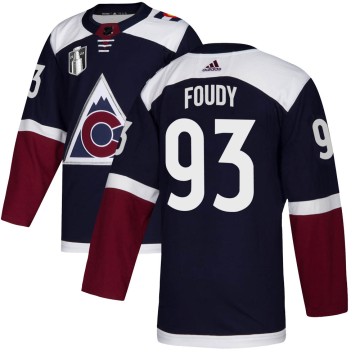 Authentic Adidas Youth Jean-Luc Foudy Colorado Avalanche Alternate 2022 Stanley Cup Final Patch Jersey - Navy