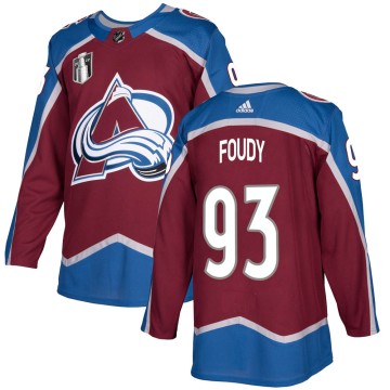 Authentic Adidas Youth Jean-Luc Foudy Colorado Avalanche Burgundy Home 2022 Stanley Cup Final Patch Jersey -