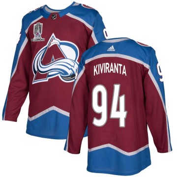 Authentic Adidas Youth Joel Kiviranta Colorado Avalanche Burgundy Home 2022 Stanley Cup Champions Jersey -