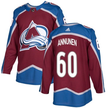 Authentic Adidas Youth Justus Annunen Colorado Avalanche Burgundy Home Jersey -