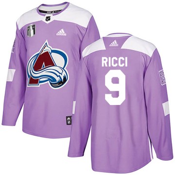 Authentic Adidas Youth Mike Ricci Colorado Avalanche Fights Cancer Practice 2022 Stanley Cup Final Patch Jersey - Purple