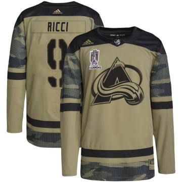 Authentic Adidas Youth Mike Ricci Colorado Avalanche Military Appreciation Practice 2022 Stanley Cup Champions Jersey - Camo