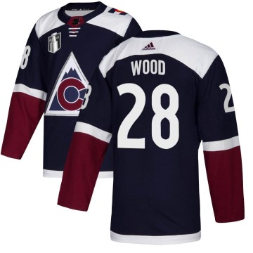 Authentic Adidas Youth Miles Wood Colorado Avalanche Alternate 2022 Stanley Cup Final Patch Jersey - Navy