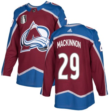 Authentic Adidas Youth Nathan MacKinnon Colorado Avalanche Burgundy Home 2022 Stanley Cup Final Patch Jersey -