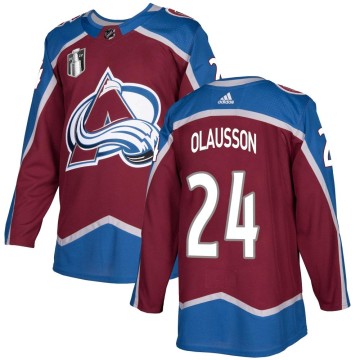 Authentic Adidas Youth Oskar Olausson Colorado Avalanche Burgundy Home 2022 Stanley Cup Final Patch Jersey -