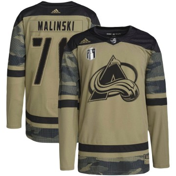 Authentic Adidas Youth Sam Malinski Colorado Avalanche Military Appreciation Practice 2022 Stanley Cup Final Patch Jersey - Camo