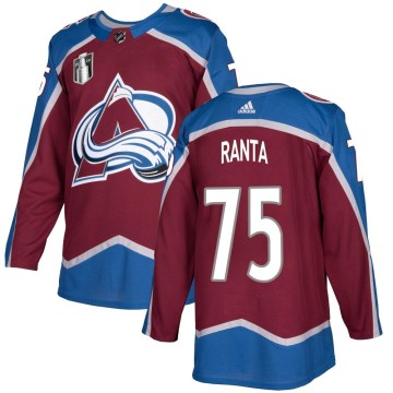 Authentic Adidas Youth Sampo Ranta Colorado Avalanche Burgundy Home 2022 Stanley Cup Final Patch Jersey -