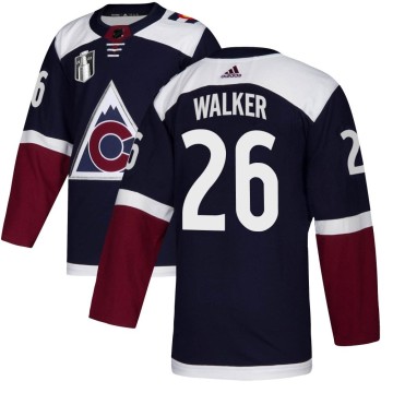 Authentic Adidas Youth Sean Walker Colorado Avalanche Alternate 2022 Stanley Cup Final Patch Jersey - Navy