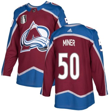 Authentic Adidas Youth Trent Miner Colorado Avalanche Burgundy Home 2022 Stanley Cup Final Patch Jersey -