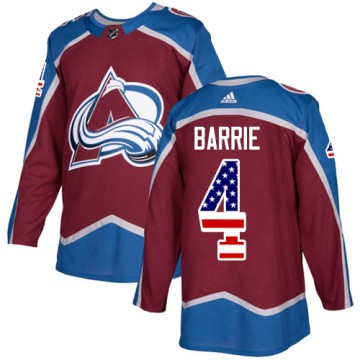 Authentic Adidas Youth Tyson Barrie Colorado Avalanche Burgundy USA Flag Fashion Jersey - Red