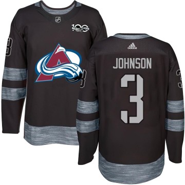 Authentic Youth Jack Johnson Colorado Avalanche 1917-2017 100th Anniversary Jersey - Black
