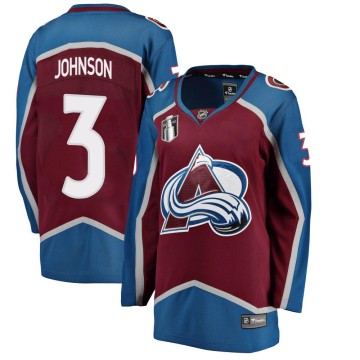 Breakaway Fanatics Branded Women's Jack Johnson Colorado Avalanche Maroon Home 2022 Stanley Cup Final Patch Jersey -