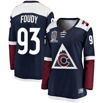 Breakaway Fanatics Branded Women's Jean-Luc Foudy Colorado Avalanche Alternate 2022 Stanley Cup Champions Jersey - Navy