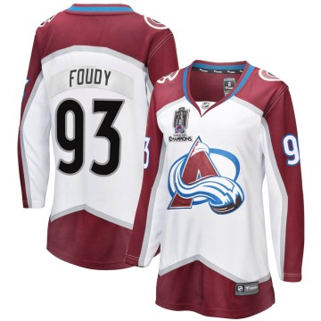 Breakaway Fanatics Branded Women's Jean-Luc Foudy Colorado Avalanche Away 2022 Stanley Cup Champions Jersey - White