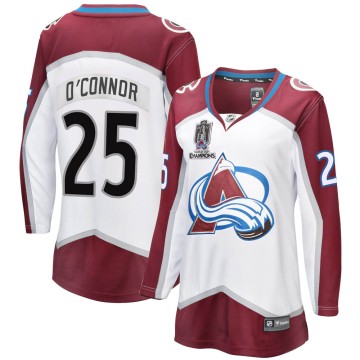 Breakaway Fanatics Branded Women's Logan O'Connor Colorado Avalanche Away 2022 Stanley Cup Champions Jersey - White