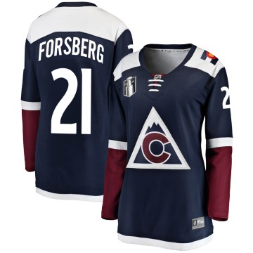 Breakaway Fanatics Branded Women's Peter Forsberg Colorado Avalanche Alternate 2022 Stanley Cup Final Patch Jersey - Navy