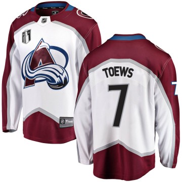Breakaway Fanatics Branded Youth Devon Toews Colorado Avalanche Away 2022 Stanley Cup Final Patch Jersey - White