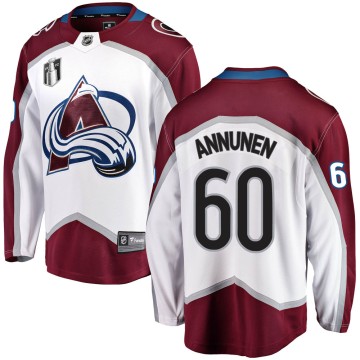 Breakaway Fanatics Branded Youth Justus Annunen Colorado Avalanche Away 2022 Stanley Cup Final Patch Jersey - White
