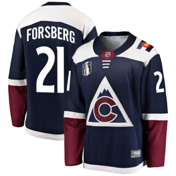 Breakaway Fanatics Branded Youth Peter Forsberg Colorado Avalanche Alternate 2022 Stanley Cup Final Patch Jersey - Navy