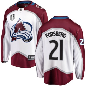 Breakaway Fanatics Branded Youth Peter Forsberg Colorado Avalanche Away 2022 Stanley Cup Final Patch Jersey - White